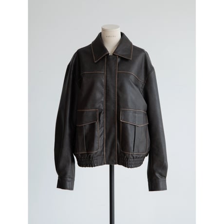 《予約販売》vintage like  fake leather jacket/2colors(unisex)_no0469
