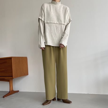 【nokcha original】 quality two tuck wide pants/green tee_np0466