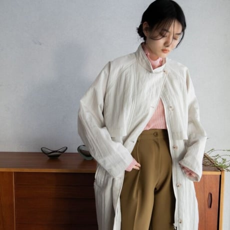 【nokcha original】washer quilting trench coat/ivory_no0120