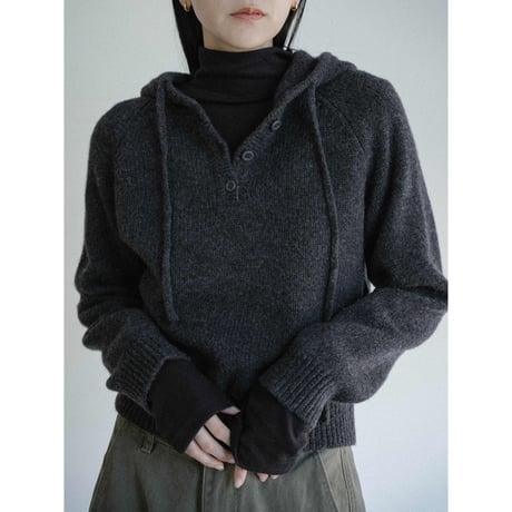 《予約販売》henley neck raglan knit hoodie/2colors_nt2458