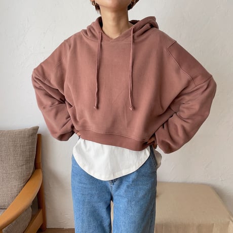 【nokcha original】label hood pullover/dark pink_nt0735