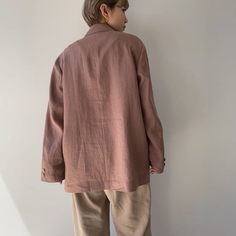 【nokcha original】linen tailored jacket/pink brown_no0159
