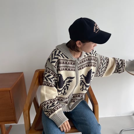《予約販売》vintage like knit cardigan_nt1183
