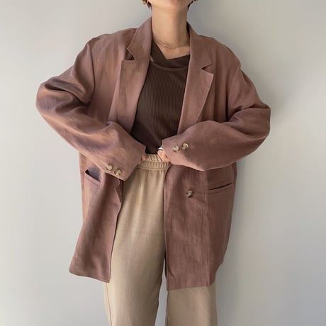 【nokcha original】linen tailored jacket/pink brown_no0159