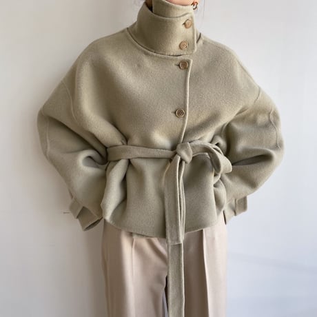 【nokcha original】HAND MADE 4way over half coat/beige_no0242