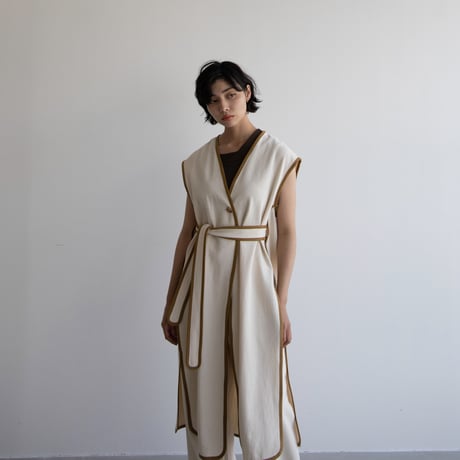 【nokcha original】2way long jilet/ivory_no0219
