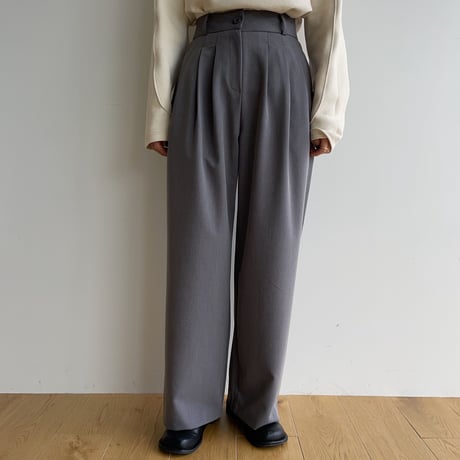 【nokcha original】three tuck wide pants/charcoal gray_np0767