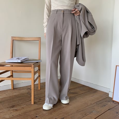 【NOKCHA original】quality long slacks slit pants/ greige_np0163