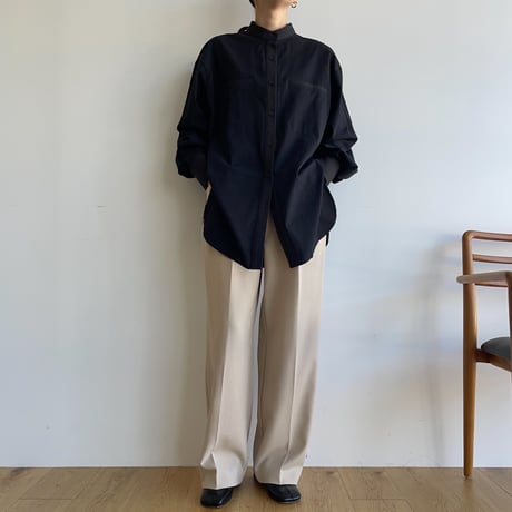 【nokcha original】jacquard round shirt/black_nb0091