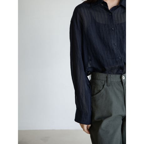 《予約販売》accent stripe mannish sheer shirt/2colors_nb0383