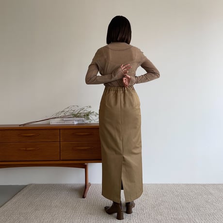 【nokcha original】twill long skirt/beige_ns0064