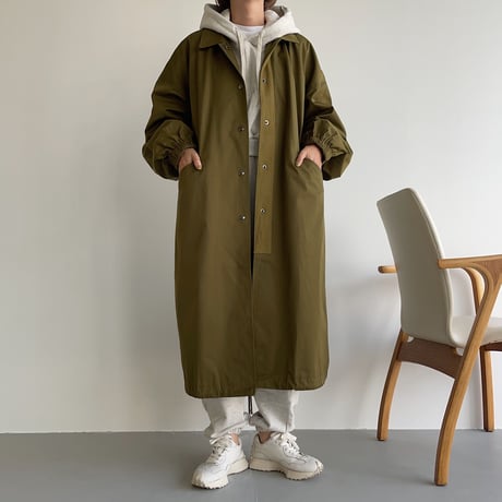 【nokcha original】long coach jacket/khaki_no0166