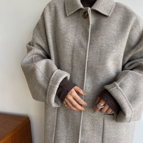 【nokcha original】HAND MADE herringbone over wool coat/gray_no0161
