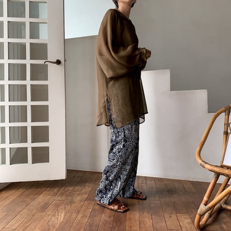 【nokcha original】sheer raglan over shirt/brown_nt0514