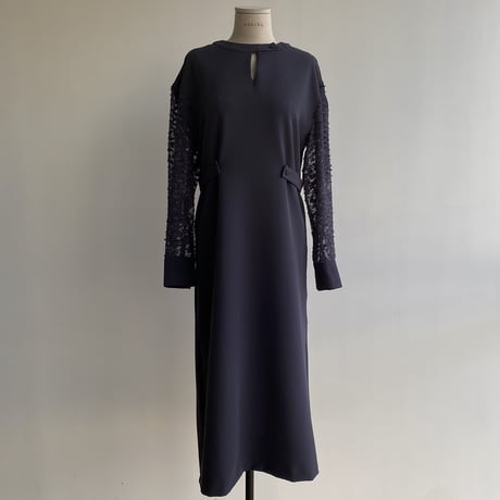 【nokcha original】sleeve dress/charcoal navy_nd0134