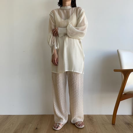 【nokcha original】2way volume sheer blouse/ivory_nb0049