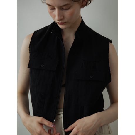 - AUTHENTIC series - material linen vest/black_an0042