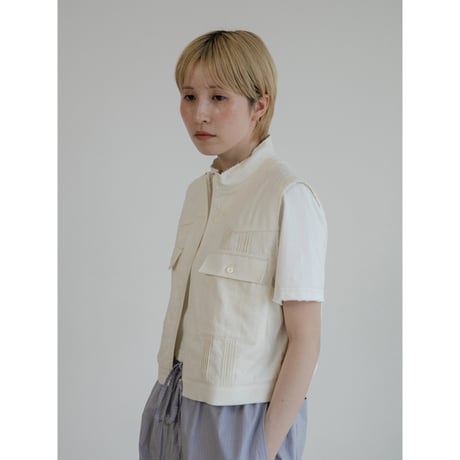- AUTHENTIC series - material linen vest/ivory_an0041