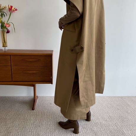 【nokcha original】twill slit long vest/beige_no0205