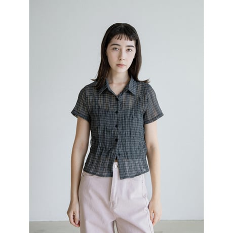 《予約販売》croped sheer check shirt/2colors_nb0378