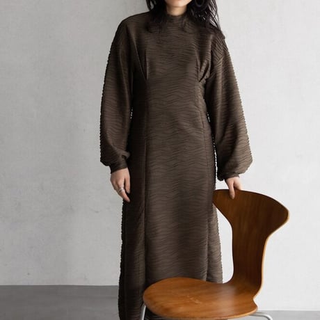【nokcha original】volume long dress/brown_nd0119