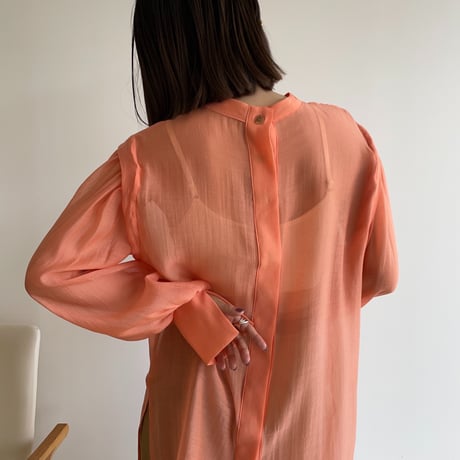 【nokcha original】2way volume sheer blouse/apricot orange_nb0046