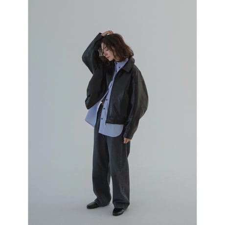 - AUTHENTIC series - throat latch fake leather jacket/black_an0018
