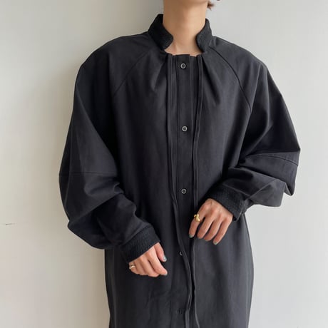 【nokcha original】accent jacquard long shirt/black_nb0081