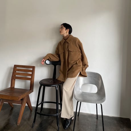 【nokcha original】twill shirt jacket/deep beige_no0246