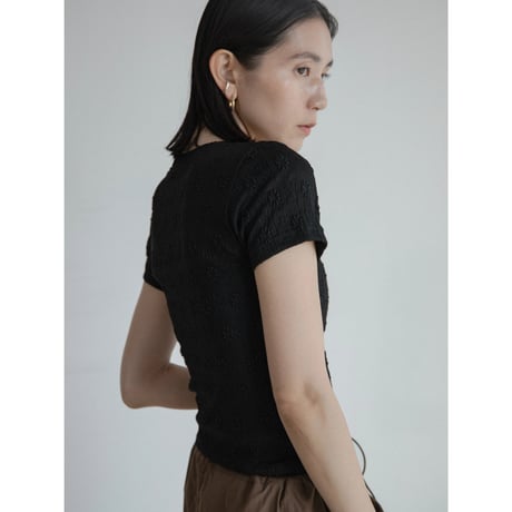 《予約販売》flower accent sheer tee/2colors_nt2318