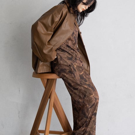 【nokcha original】eco leather over jacket/brown_no0196
