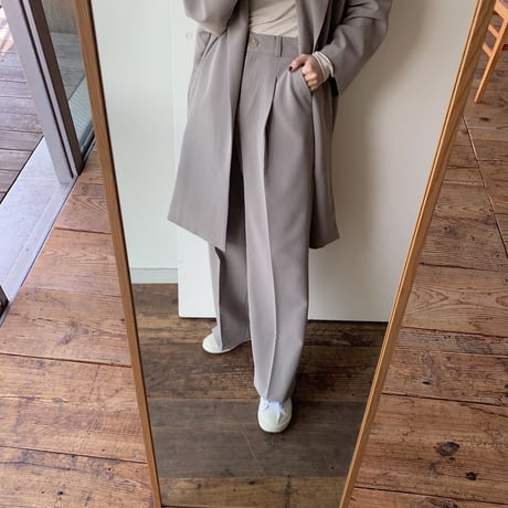 【NOKCHA original】quality long slacks slit pants/ greige_np0163