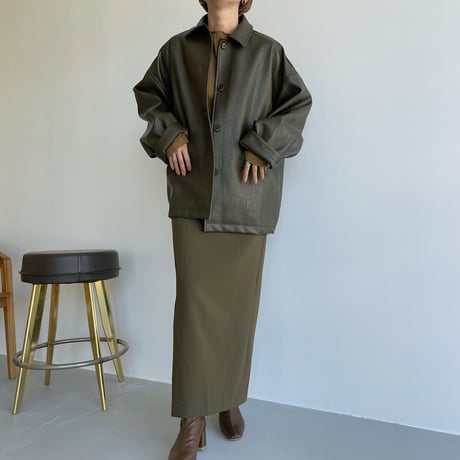 【nokcha original】stitch long skirt/khaki_ns0060
