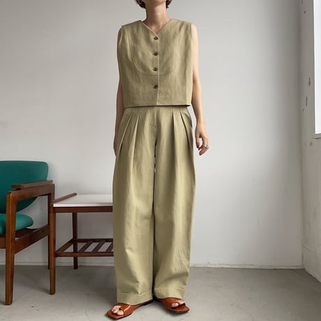 【nokcha original】2way linen vest/pistacchio_nt0967