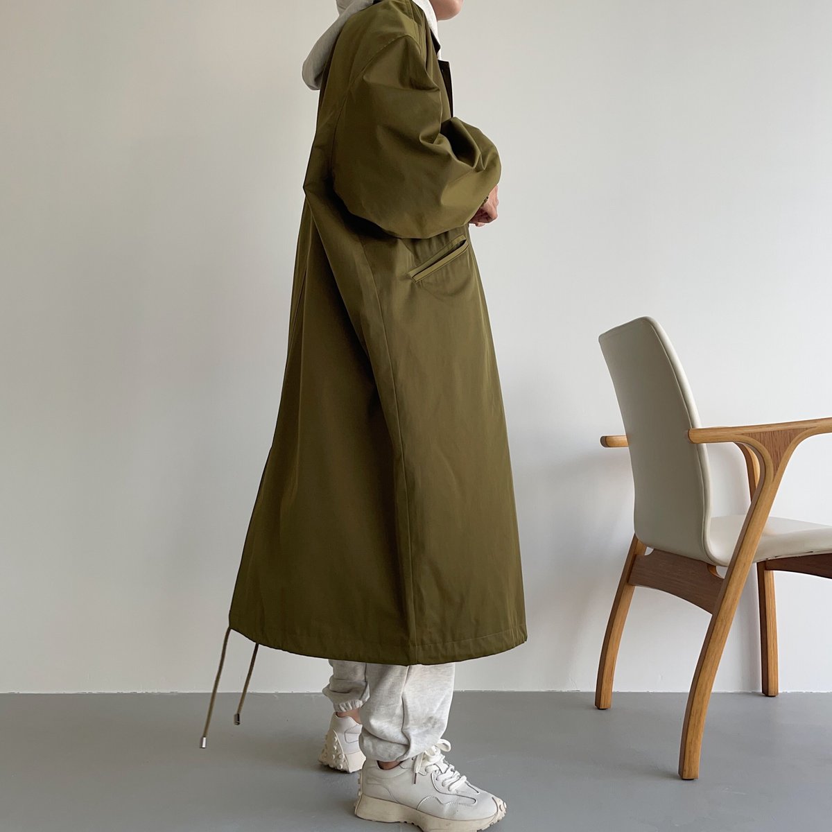 nokcha original】long coach jacket/khaki_no0166