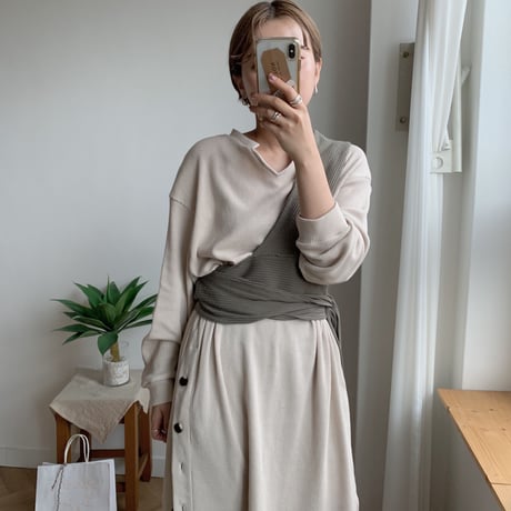 【NOKCHA original】bustier setup/khaki_nt0079