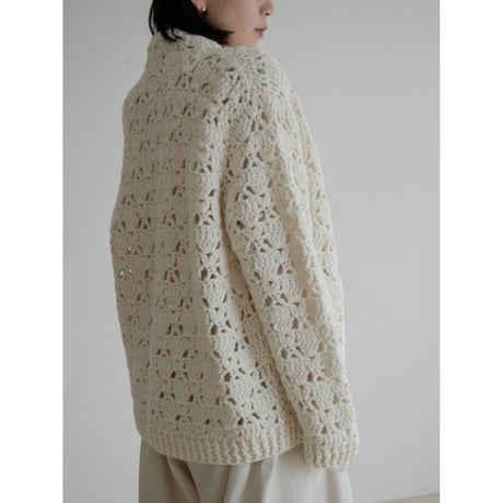《予約販売》crochet over knit cardigan_no0435