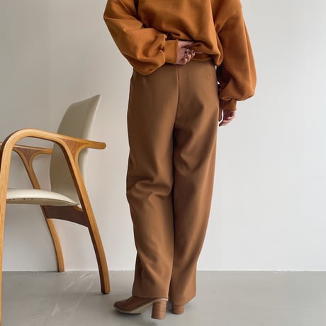 【nokcha original】 quality two tuck wide pants/natural brown_np0465