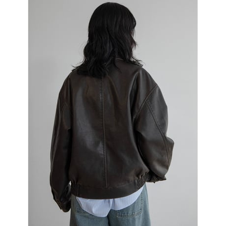 《予約販売》vintage like mannish fake leather jacket/2colors_no0424