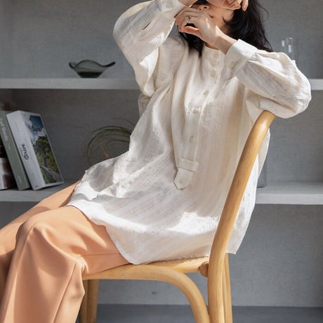 【nokcha original】jacquard over blouse/ivory_nb0041