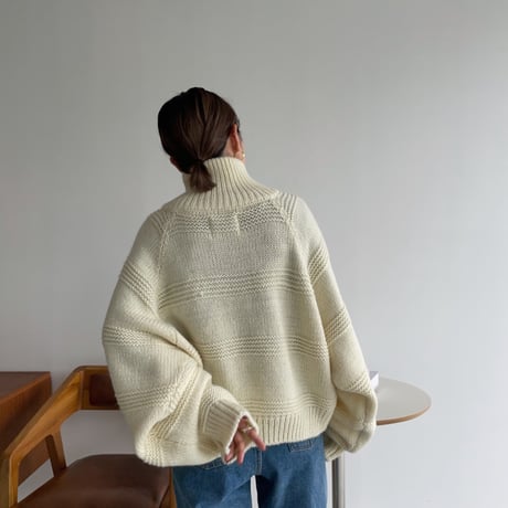 【nokcha original】zip up over knit/ivory_nt1174