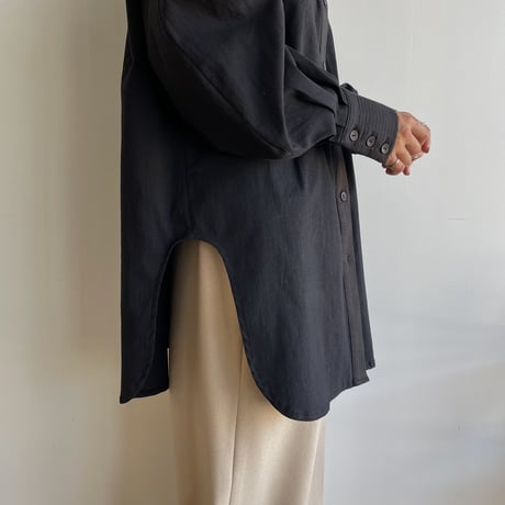 【nokcha original】jacquard round shirt/black_nb0091