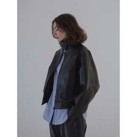 - AUTHENTIC series - throat latch fake leather jacket/black_an0018
