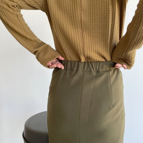 【nokcha original】stitch long skirt/khaki_ns0060