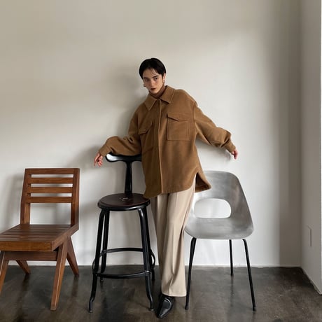 【nokcha original】twill shirt jacket/deep beige_no0246