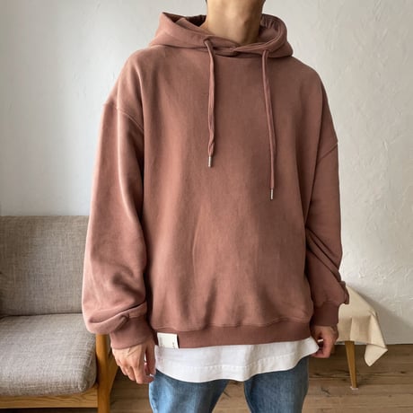 【nokcha original】unisex label hood pullover/dark pink_nt0736