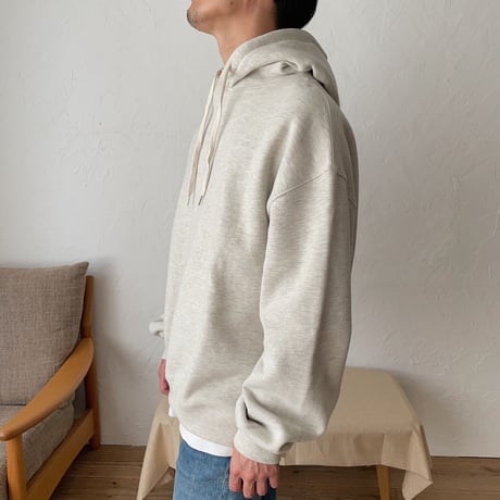 【nokcha original】unisex label hood pullover/oatmeal_nt0725