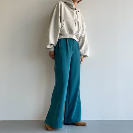【nokcha original】back slit long pants/turquoise blue_np0452