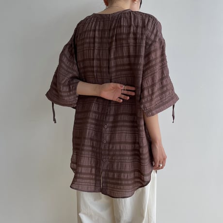 【nokcha original】mulch jacquard blouse/brown_nb0155