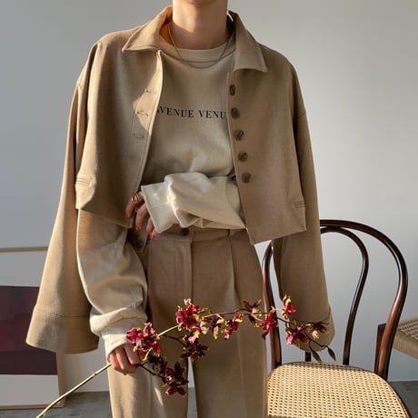 【nokcha original】half minimal jacket/beige_no0148